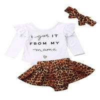 Izhanske novorođene djevojčice djevojke ruffs tops rhper leopard mini suknje odjeću odjeću bijela 0-