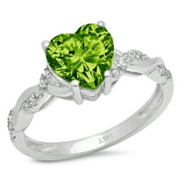 2.1CT srce zelenog prirodnog prirodnog peridota 18k bijelo zlato Angažovane prstene veličine 5,25