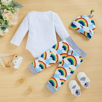 Novorođene dječje dječačke dječake Djevojke Rainbow Outfits Pismo Ispis Once Oneyes + Cloud Rainbow