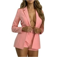 Business Blazer odijela za ženska jakna s dugim rukavima s kratkim hlačama Postavite dva odjeća ureda