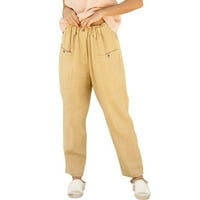 Ležerne pantalone za žene Žene Ležerne prilike Ravno fit elastični struk izvlačenja pamučne platnene