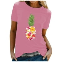 FVWitLYH T majice za žene nanošenje ženskih majica s dugim rukavima Osnove kreativnog cvjetnog ananasa