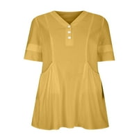 Paille žene mini haljina V izrez kratke haljine pola rukava ljetni plažni suncobrany casual trave žuti