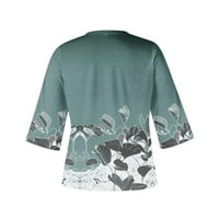 GDFUN ženska bluza za bluze Ležerne prilike labave majice rukav print v vrhovi izreza tiskane vrhove