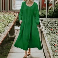 Ženska haljina za jesen na plaži Haljine zimski džep duga haljina zelena l