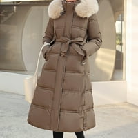 Hinvhai Woman Plus Veličina zimski kaput zazor za žene s kapuljačom sa kapuljačom, čvrsti medijski i