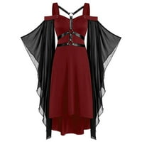 Slatke ljetne haljine za žene plus veličine cool solid gotički Criss Cross čipka umetnute leptir rukav