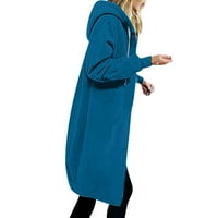 HFYIHGF ženske duge dukseve tunike tuničke dukseve zimske ruke obložene jakne casual zip up hoodie kaputi z1-plavi 4xl