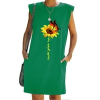 Eleluny Ženska bez rukava bagerska mini haljina za odmor Labave Ležerne plaže Green 2xl