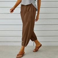 Hlače za žene trendi ljetni visoki struk široki noge dugi džep udobne modne labave pantalone