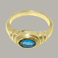 Britanci napravio 14k žuto zlato stvarni originalni London Blue Topaz Unise zaručnički prsten - Opcije