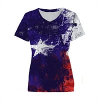 Ženska majica za neovisnost dan modernih vrhova Brze suhe vrhove Grafički tees kratki rukav V-izrez