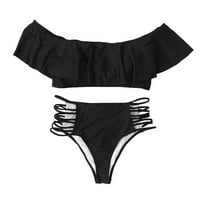 Kupaćih kostimi Tankinis set za žene ruffled off ramena uska čvrsta boja podijeljena kupaći kostim kupaći