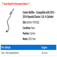 Center prigušivač - kompatibilan sa - Hyundai Elantra 1.8L 4-cilindrični 2015