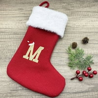 Ruanlalo Božićne čarape Izdržljive luksuzno slovo vezeno pleteni božićni čarapa Privjesak Božićni dekor
