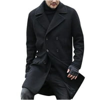 Muški zimski kaputi - Dupkasti elegantan tanki paun dugih rukava sa čvrstim vratom sa sitnim zimskim