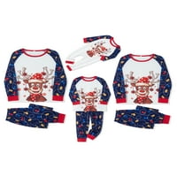 Sretan božićni pidžami postavio porodicu podudaranje s dugim rukavima tiskane vrhove + hlače božićna