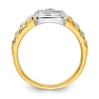 Čvrsti 14K bijeli žuti zlatni dijamantski prsten zvona veličine 10