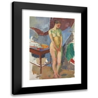 Karl Isakson Crni moderni uokvireni muzejski umjetnički ispis pod nazivom - Stojeći ženski goli