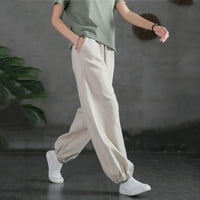Ženske hlače labave ležerne hlače u boji sa džepovima udobne pantalone za elastičnu struku
