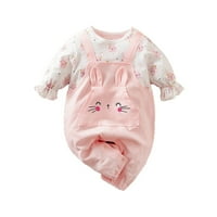 B91XZ Baby BodySuit dječja penjačka odjeća Uskrs zeko crtani uzorak djevojački devojčica puzeći kostim ružičasti zeč dugi rukavi