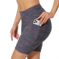 Yoga hlače-vježbanje za žene Sportska višebojna elastičnost struka modne pruge kratke velike teške hlače