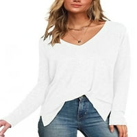 Košulja Colisha za žene majica s dugim rukavima Solid Color Tee Comfy Dailywer V izrez Tunika Bluza