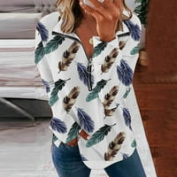 Shpwfbe Fall modne dukseve Ženski tiskani modni ležerni dugi rukavi sa patentnim zatvaračem rever džemper