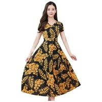 Ljetne haljine modne casual ženske kratkih rukava duga haljina cvjetna haljina