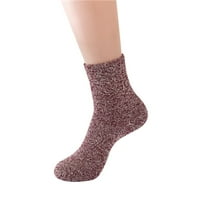 Yinguo zimske čvrste boje pletene plišane tople čarape Početna čarapa zadebljane čarape za hladnoću