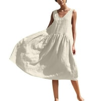 Bijela ženska pamučna posteljina moda svestrana solidna boja ručak pauza za odmor dnevno odijevanje