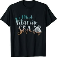 Trebate vitaminsko more smiješno ocean plaža kornjača vode vodna majica crni medij