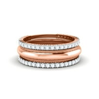 Angažovanje i vjenčani trio prsten za prsten u 18K ružičasto pozlaćeno sa moissine, prstenje veličine-10.5