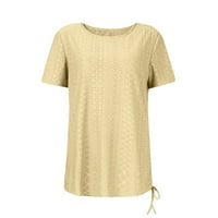 Ženska modna temperamenta casual crewneck čvrsta boja izdubljena izdubljena majica za izvlačenje TOP