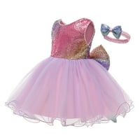 Penkiiy dječje djevojke Paillette tulle Pageant haljina rođendana princeza vjenčanica dječja odjeća 12-mjeseci ružičasta na klirensu