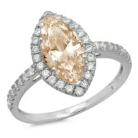 2.38ct Marquise rezani šampanjac simulirani dijamant 18k bijelo zlato Angažovanje halo prstena veličine