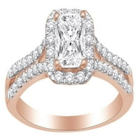 Kvadratni klaster prsten prsten za grickalice u 14k ružičastog zlata sa 0. CT bijeli prirodni dijamant