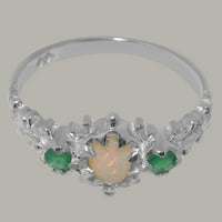 Britanci napravio 14k bijelo zlato Real Pravi originalni i smaragdni ženski Obećani prsten - Opcije veličine - Veličina 5,75