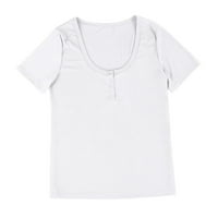 Yubnlvae majica za žene, žensko osnovno dugme sa niskim rezom niz uski vitki ugrađeni majica za tee