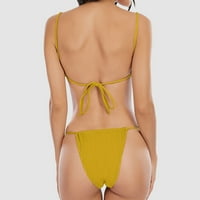 Žene Split Bikini Ljetna moda V Crt Swimsuits Trougao Čipka u Up kupaći kostimi Plaža Kupanje Obriši obični zapisnik Bikini Holiday Yellow