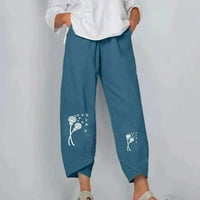 Yuwull baggy capri pantalone za žene pamučne posteljine široke noge hlače za žene vintage harem pantalone