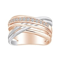 Carat Okrugli bijeli prirodni dijamant dva tonska crossover zaručnički prsten u 14K čvrstih ruža zlatne