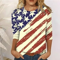 Drindf USA majice za žene okrugli vrat casual rukava zastava zastava za ispis majica bluza za žene dame