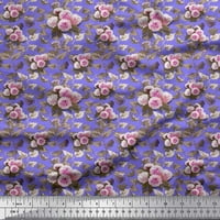 Soimoi pamučna kambrična tkaninska listova i božur cvjetni print šiva šipka tkanine