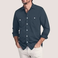 Muška majica T majice Male Casual Jesenska čvrsta dvostruka džepa košulja Okrenite dugme košulje dugih