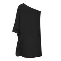 Ljetne haljine za žensku rupu otisnuta modna mini jedna ramena haljina crna 2xl
