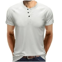 Homodles Muški majica Henley s kratkim rukavima - Pulover okrugli vrat na prodaju bijela veličina L