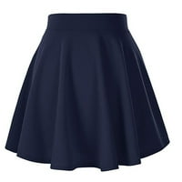 PXIAKGY suknje za žene Žene Solid Boja Basic Versantilni rastezljivi putnički casual Pleats Mini suknja