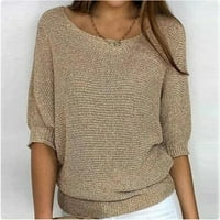 Duks veličine Aueoeo Plus, Ženski pleteni džemperi Elegantni prevelizirani džemper za krastavce za vrat
