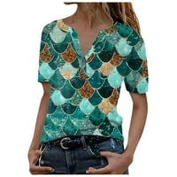 Outfmvch T majice za žene Ljeto Retro V-izrez Pozicioniranje majica s kratkim rukavima Ženske vrhove